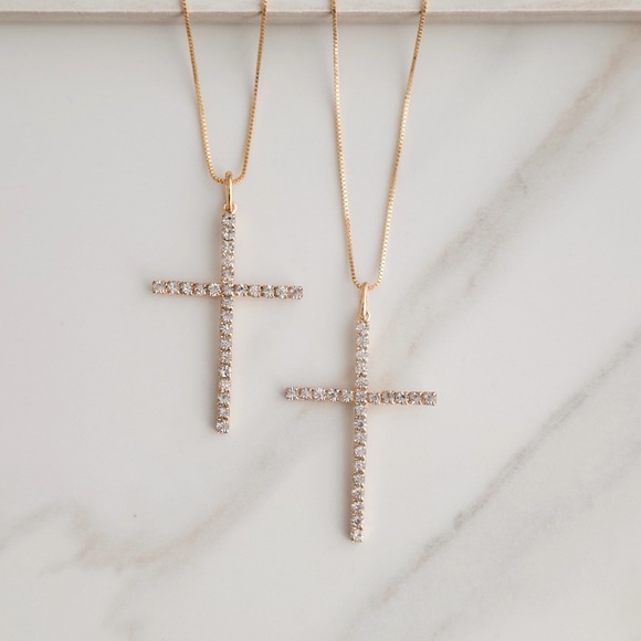 Crystal Cross Necklace | 18k Gold Filled - Picture 2 of 8